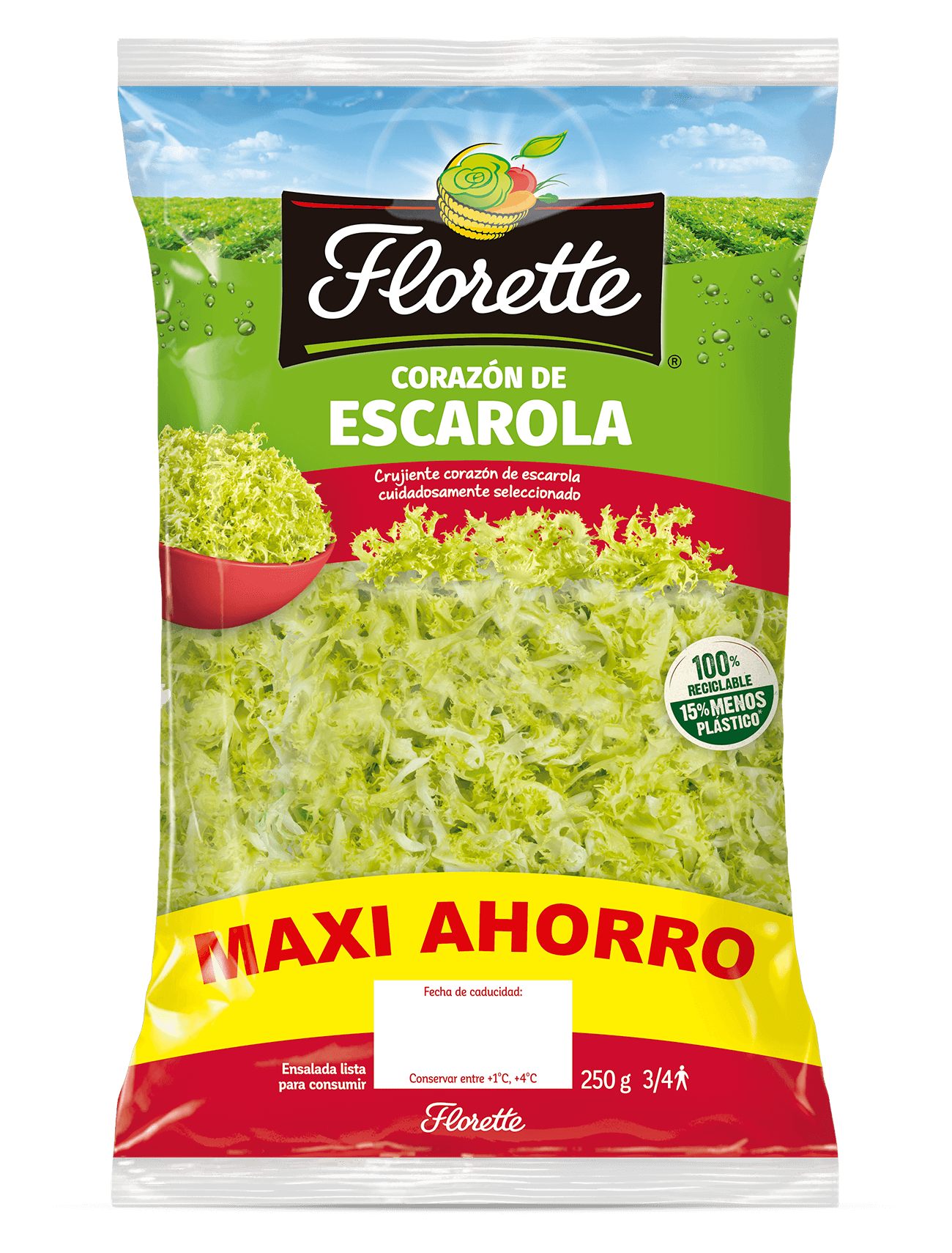 Bolsa de ensalada grande con corazón de escarola