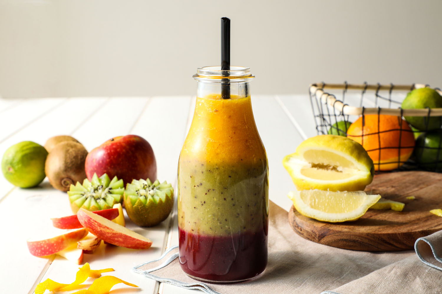 Cómo hacer una receta de Smoothie multicolor