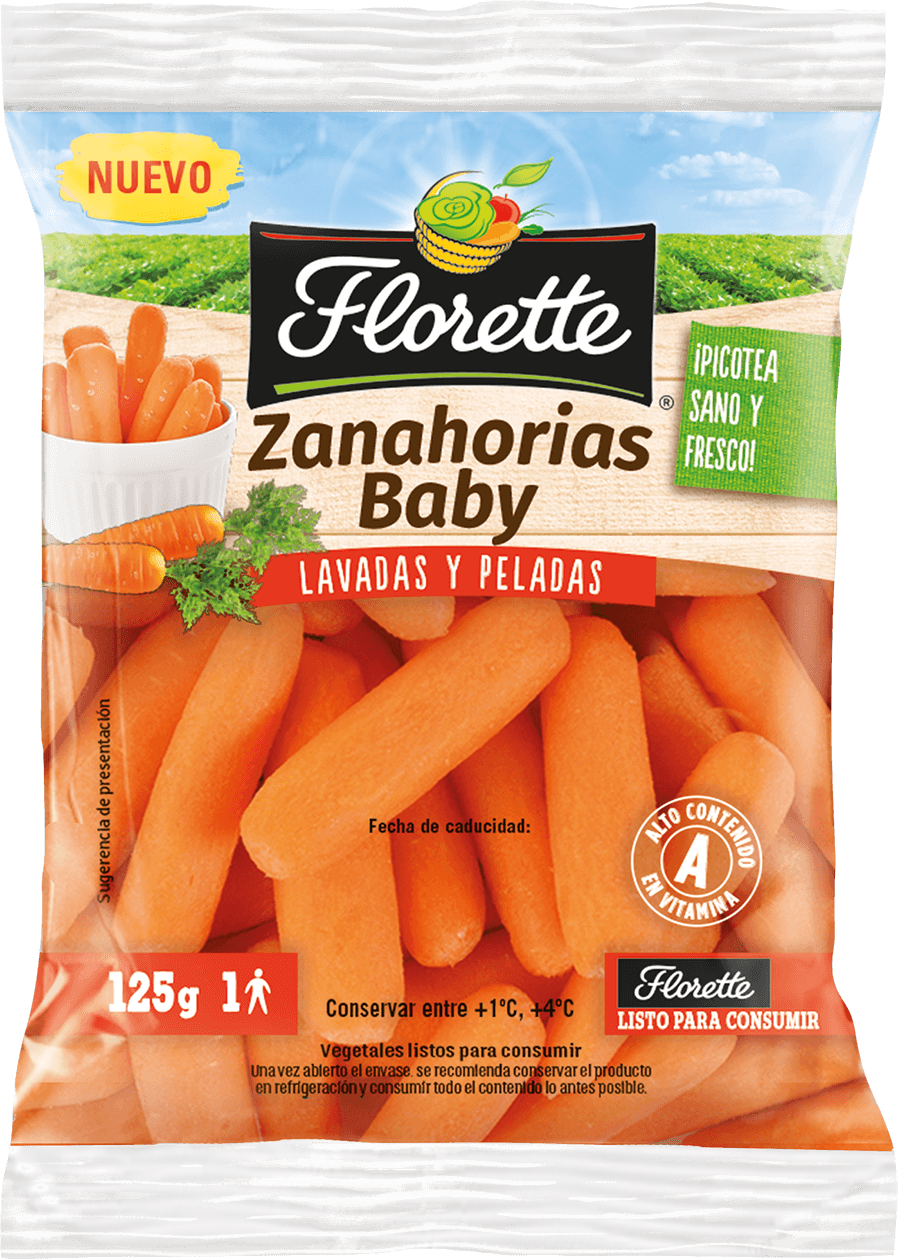 Florette – Producto – Zanahoria Baby – Detalle Bolsa con zanahorias baby