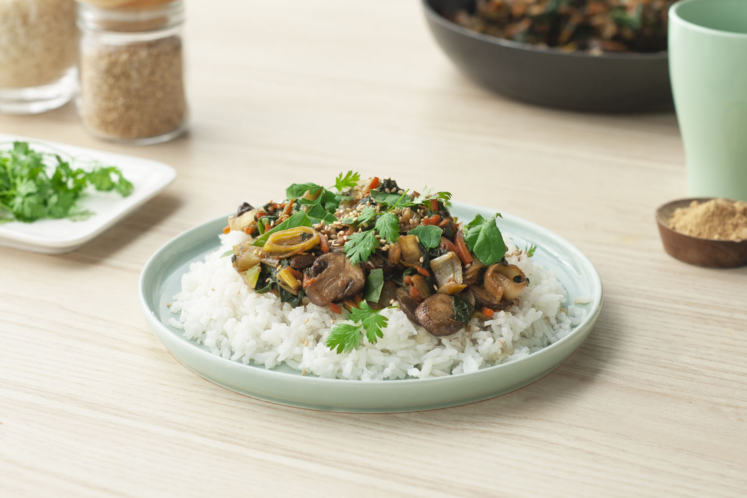 Cómo hacer una receta de Arroz basmati con salteado de verduras y champiñones