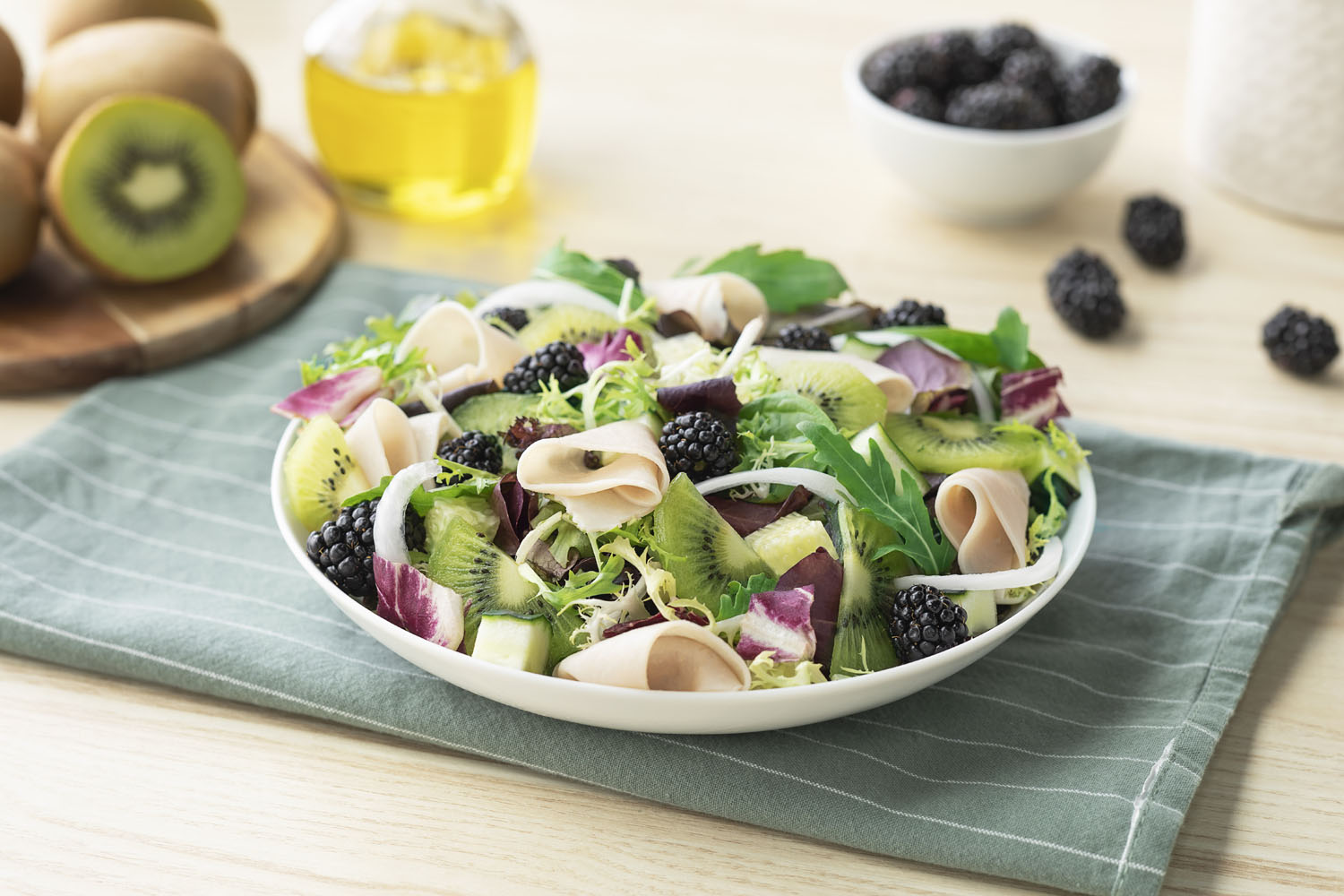 Cómo hacer una receta de Ensalada de kiwi y pepino