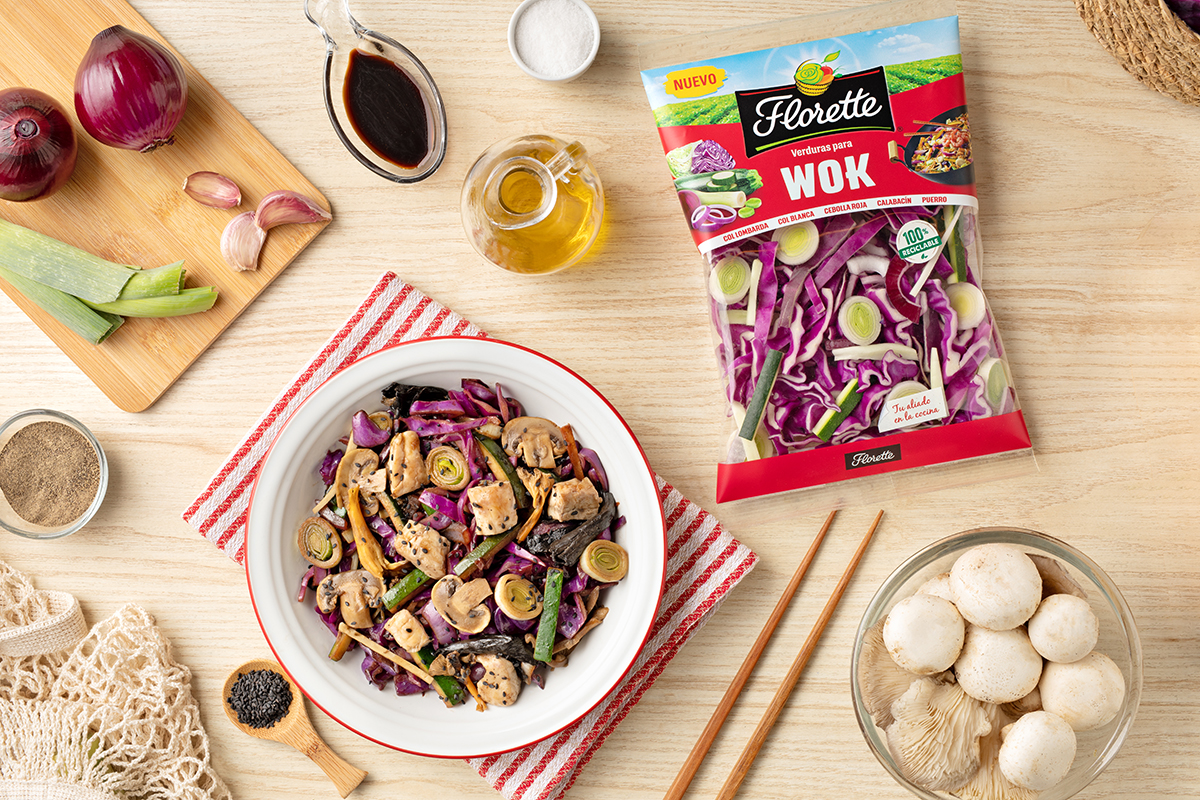 verduras al wok cocinar